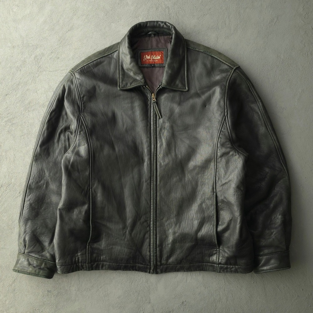 Vintage 90s J Park Collection Black Leather Jacket Size L Full Zip
